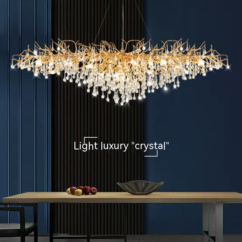 Lustre Cristal Branches Gouttes d'Eau pour Salon et Salle à Manger