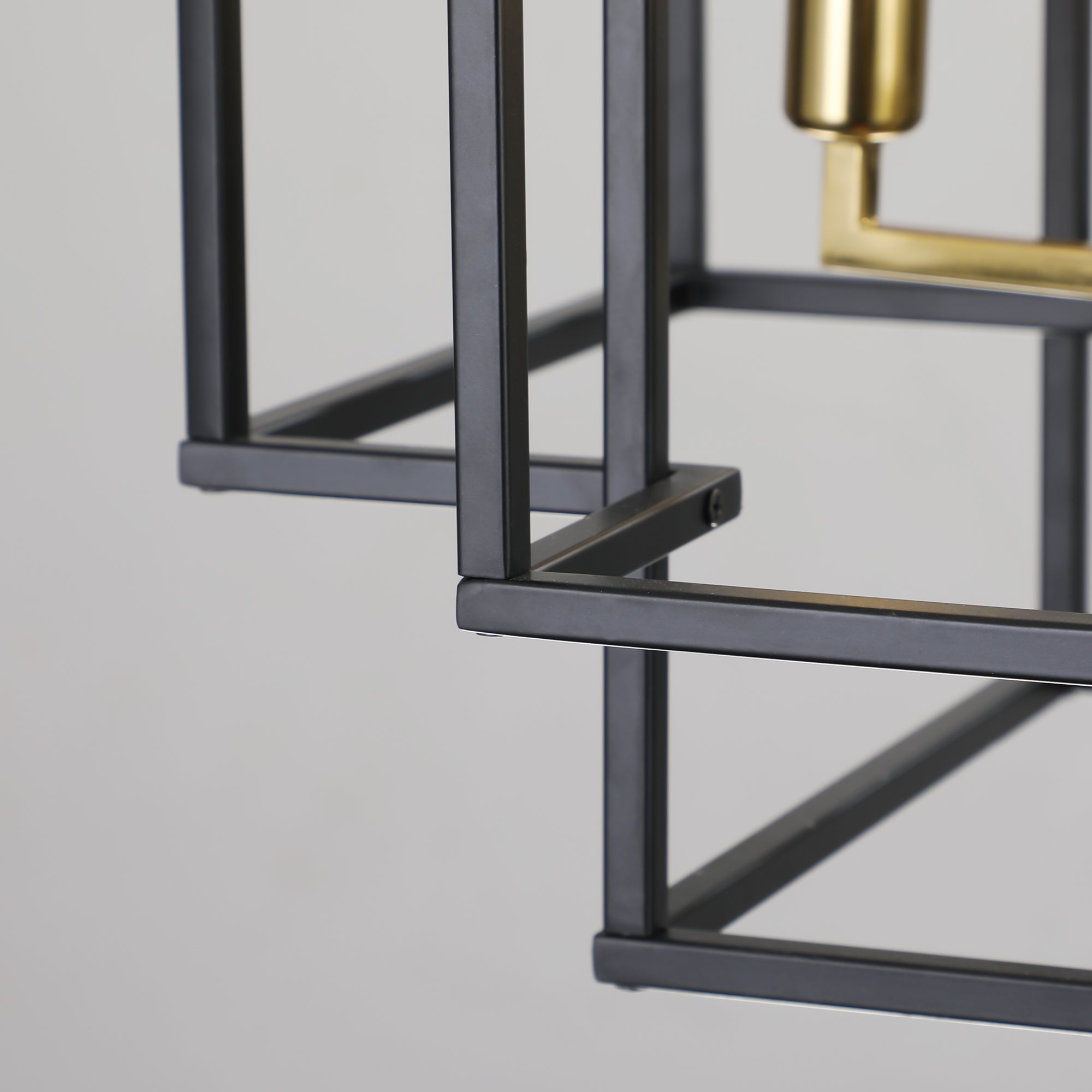 Octavia Black & Gold Geometric Chandelier - eight-light arrangement close-up