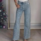 Pantalon droit taille haute pour femme