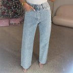 Pantalon droit taille haute pour femme