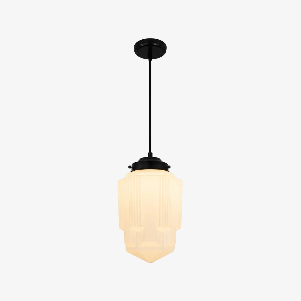 Suspension vintage Art Déco verre opalin