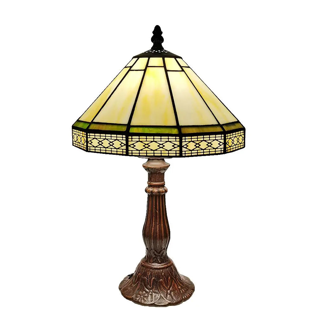 Lampe de table Tiffany géométrique verte