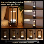 Duo lamps styled outdoors on a dinner table
