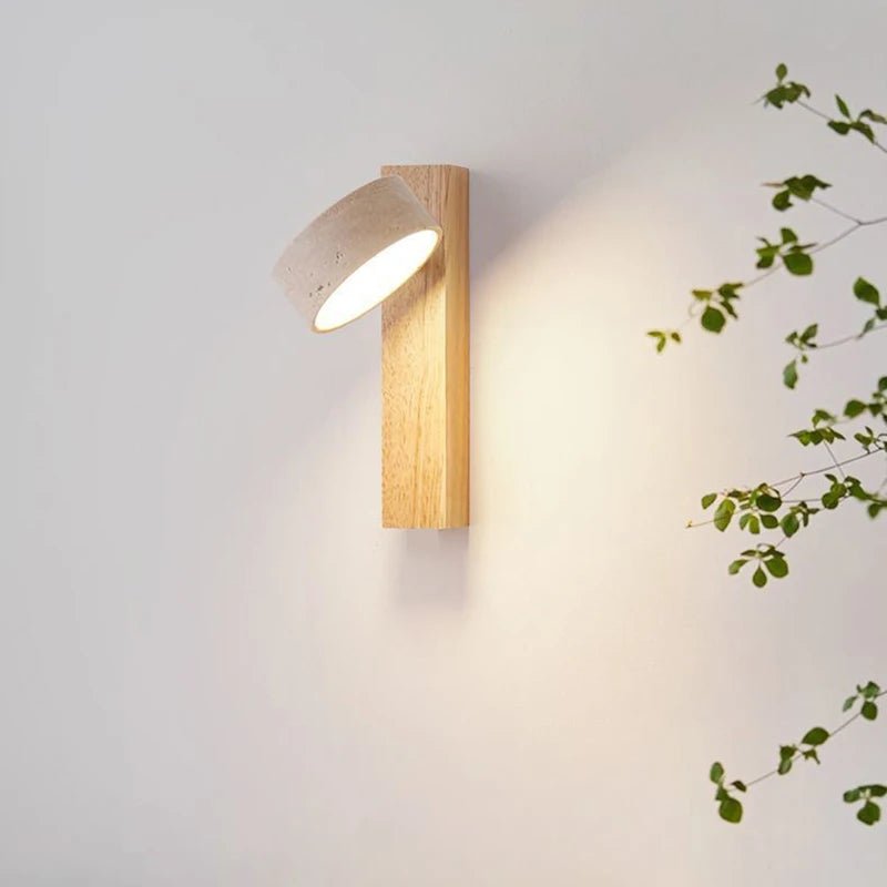 Applique murale LED en bois rotative