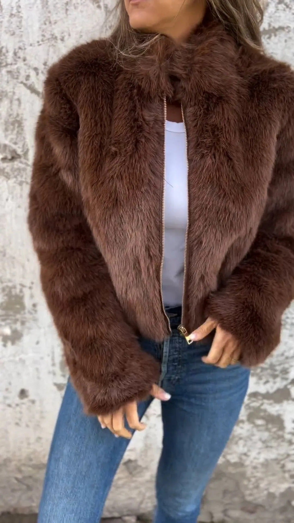 Veste en Polaire à Col Montant