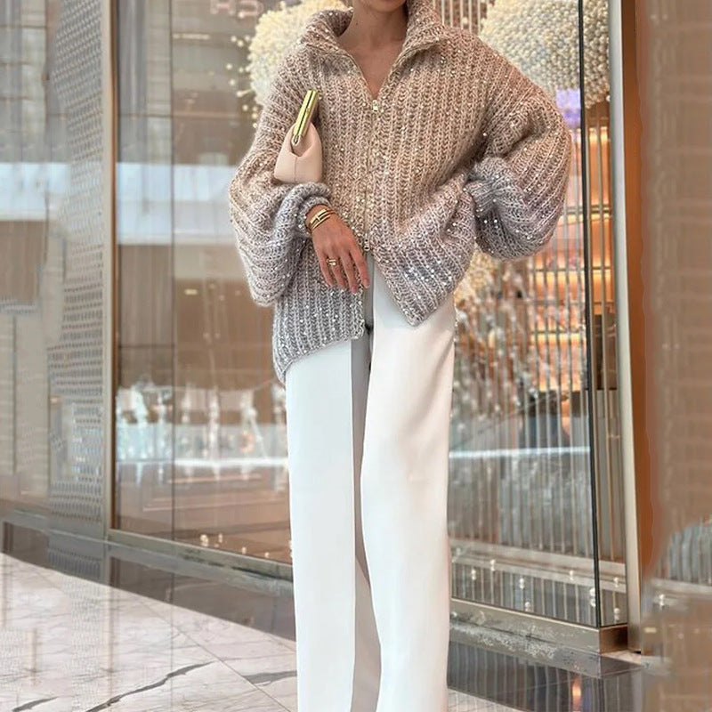 Manteau Tricoté à Paillettes