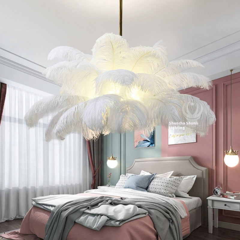 Plume Noire Modern Feather Chandelier - full silhouette