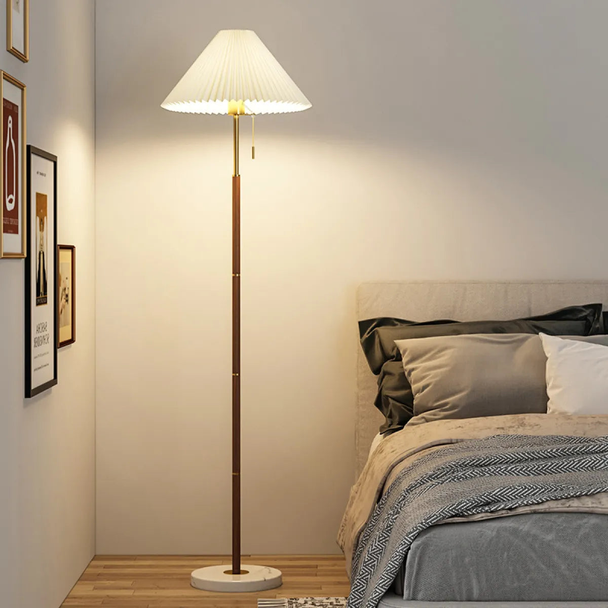 Lampadaire Noyer detail abat-jour