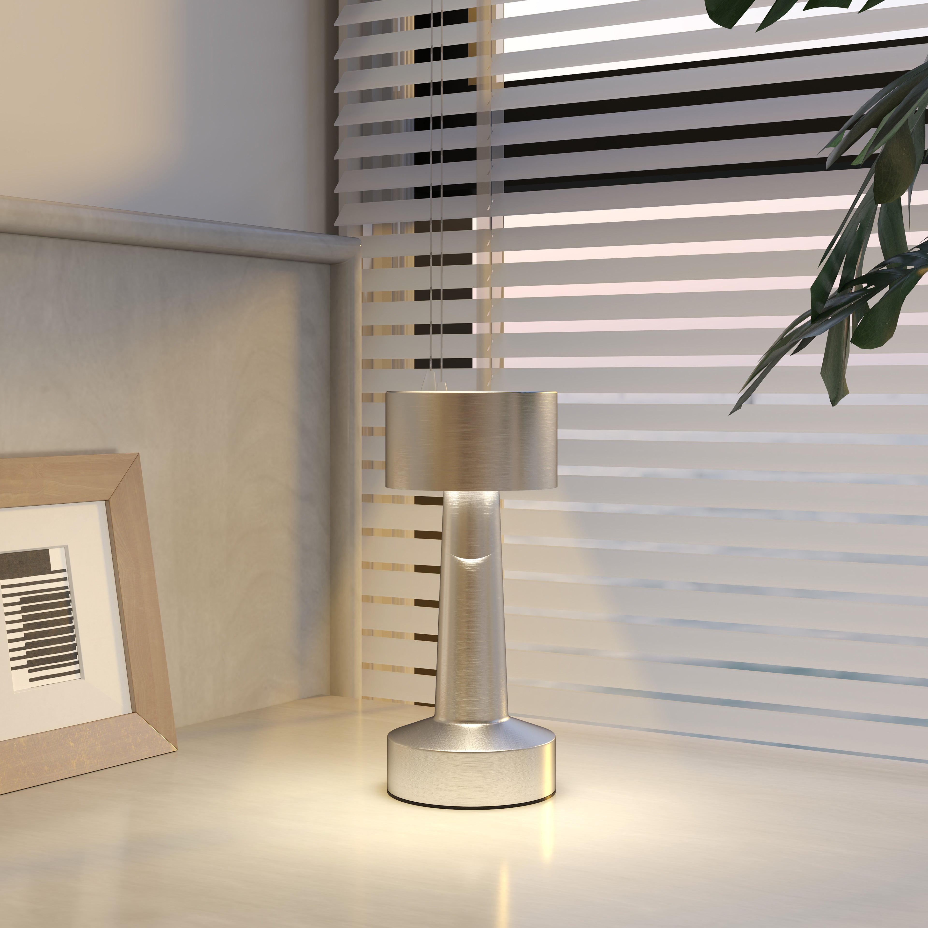 Argent lamp detail of silver finish