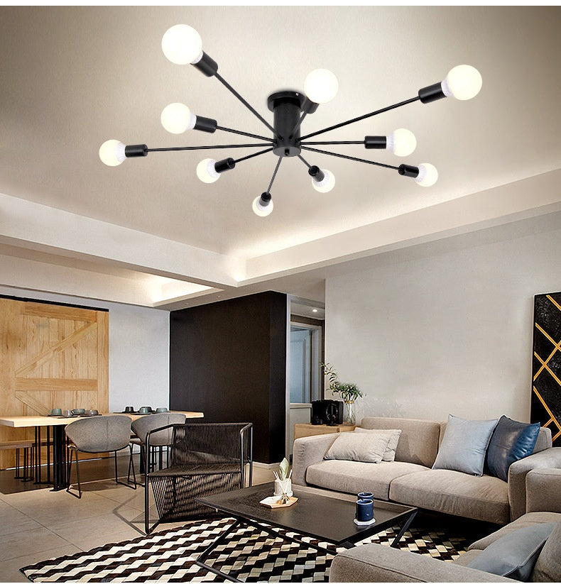 Octopode ceiling lamp switched on