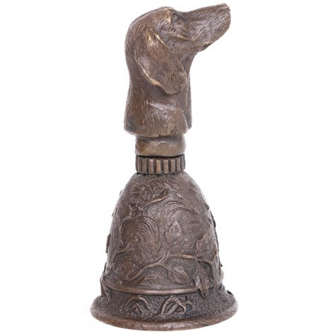 Cloche murale motif chien en bronze antique