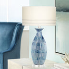 Céladon Kiln-Change Ceramic Bedside Lamp - illuminated warm glow