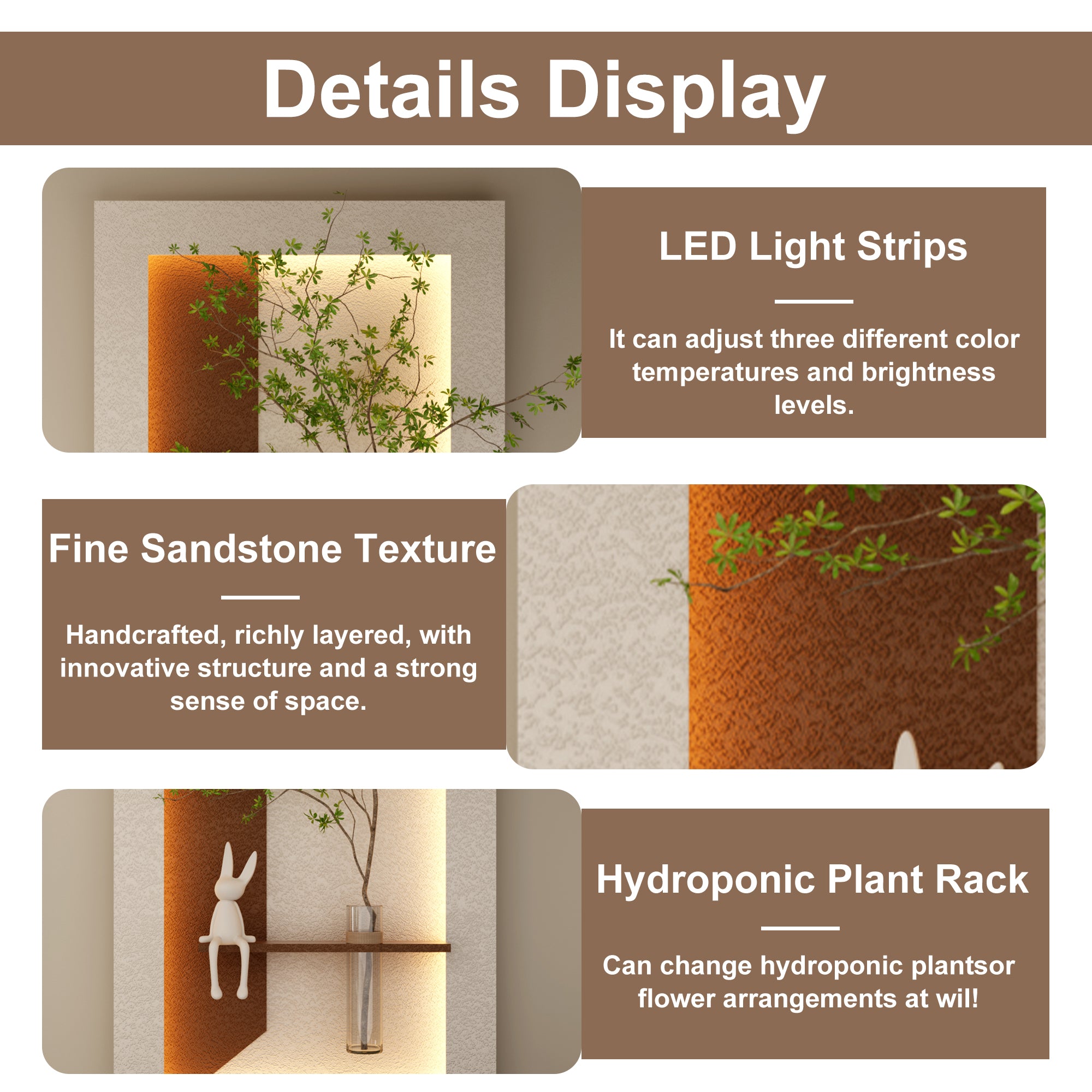 Oasis wall décor light remote control detail