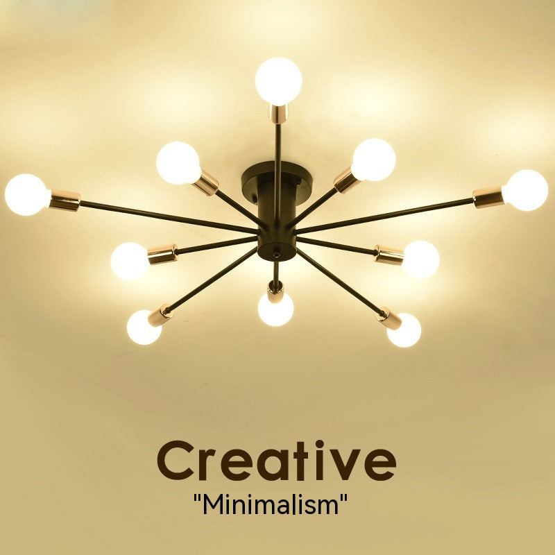 Octopode Nordic multi-head ceiling lamp in a bedroom