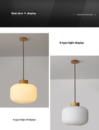 Kyoto Wooden Pendant Light - full silhouette side view