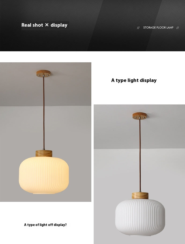 Kyoto Wooden Pendant Light - full silhouette side view