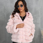 Veste courte à capuche rayée