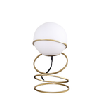 Aurea Spiral Glass Globe Bedside Lamp - matte gold spiral stand detail