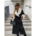 Manteau en cuir ample à lacets