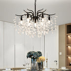 Manhattan Black Crystal Chandelier - close-up of black frame and crystal