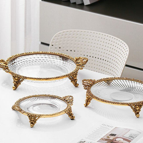 Centre de Table Cristal sur Plateau Laiton