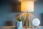 Kiln Stoneware Table Lamp styled on a console table