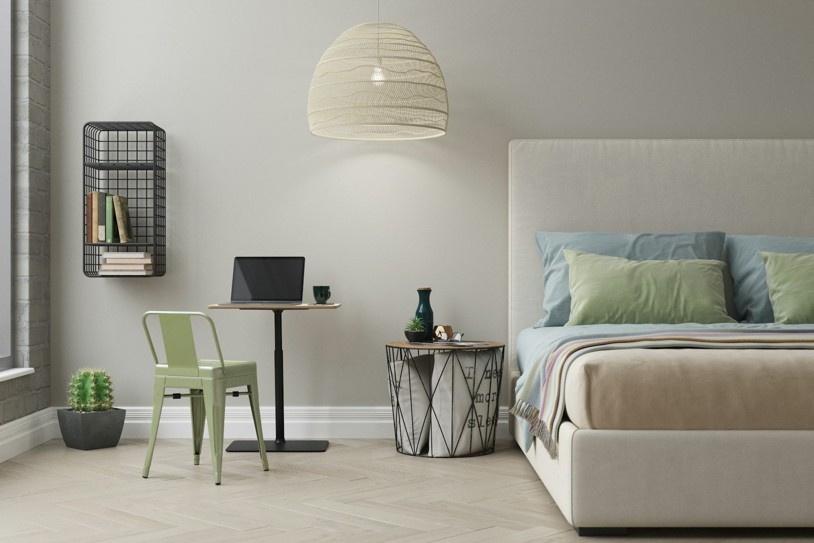 Halo Wireless Charging Desk Lamp lifestyle detail view, on a home office desk