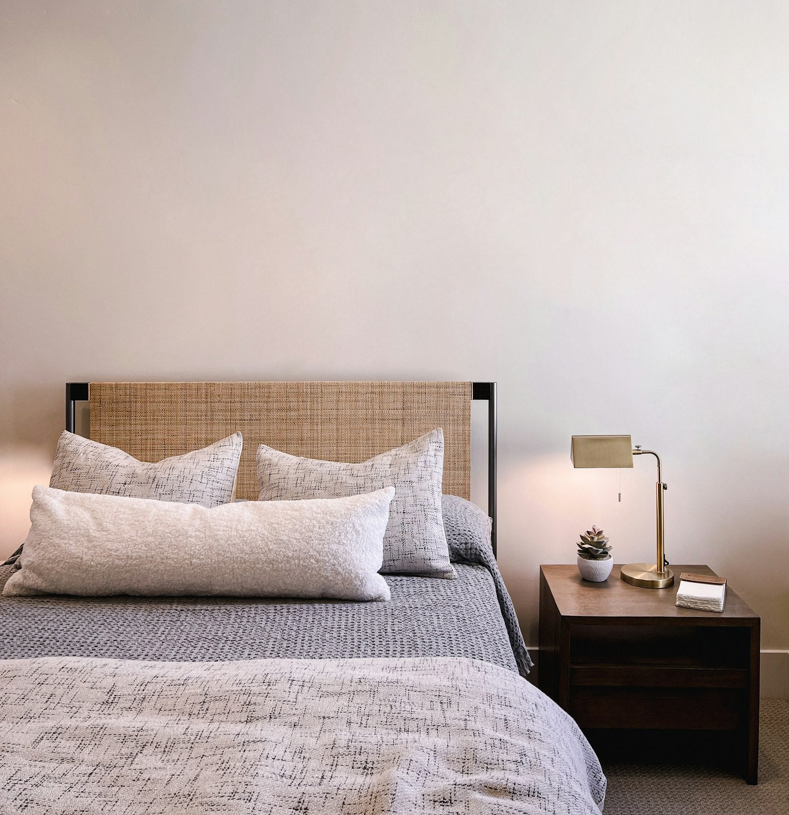 Orbit Touch-Dim Bedside Lamp on a bedroom nightstand