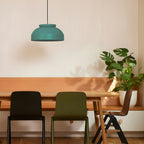 Facet Smoked Glass Pendant Cluster lifestyle detail view, hanging above a dining table